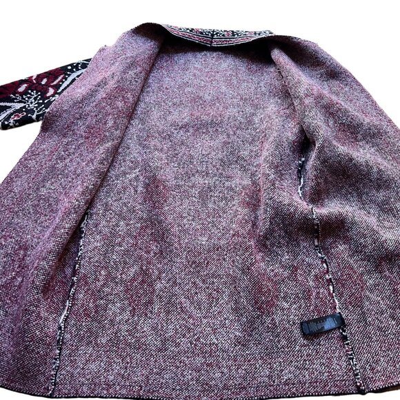 MaxSport Size M Black Red Floral Bohemian Longline Open Cardigan Duster Sweater - Picture 16 of 16